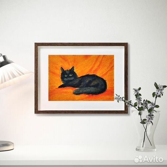 Кошка Картина пастелью на бумаге