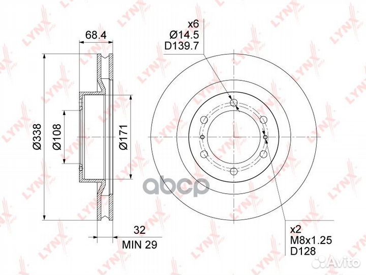 Диск тормозной передний (338x32) перед прав/л