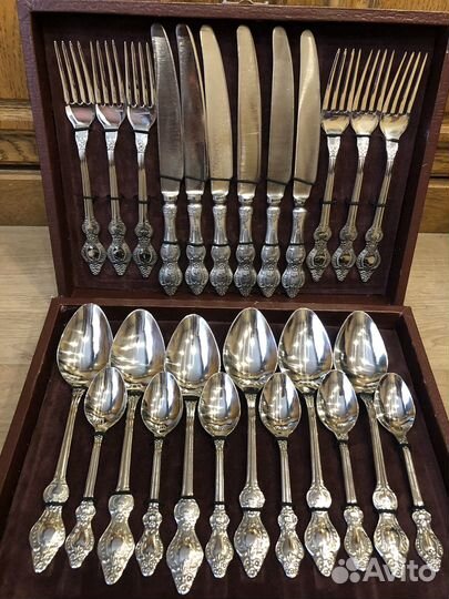 Набор столовых приборов мельхиор Уральская Троянда