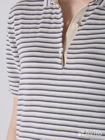 Поло хлопковое в полоску Aspesi