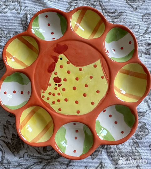 Тарелка-подставка под кулич и 9 яиц, диаметр 19 см