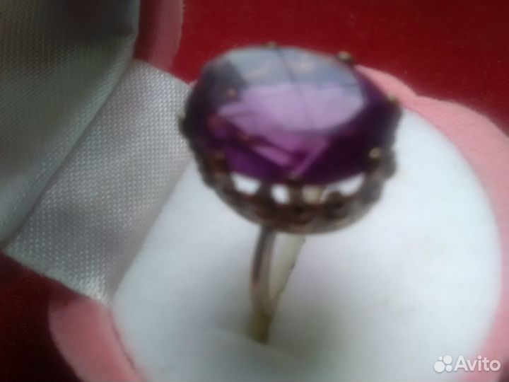 Серебряное кольцо с корундом СССР 875 проба