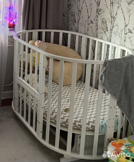 Кровать детская 8в1 с маятником + 2 матраса