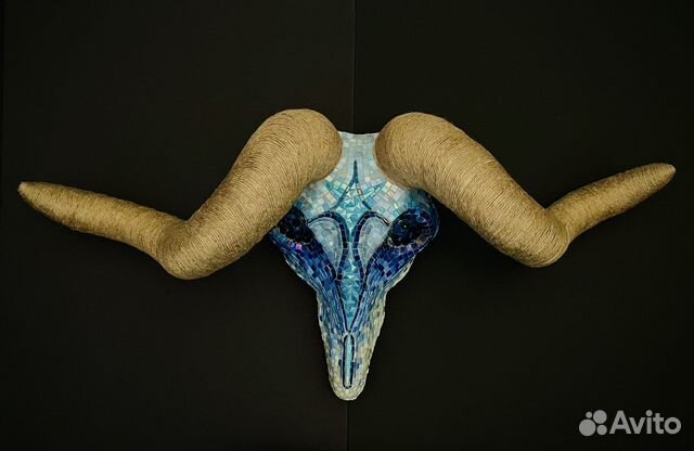 Череп с рогами. Мозаика. Панно. Декор