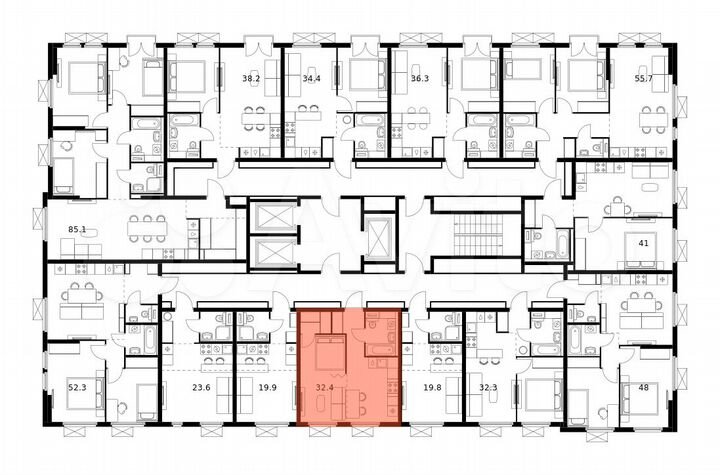 1-к. квартира, 32,4 м², 3/25 эт.