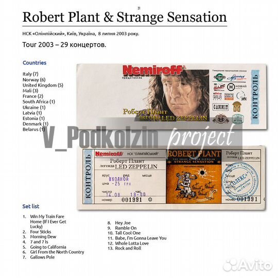 Альбом Sold Out с билетами на рок концерты мир