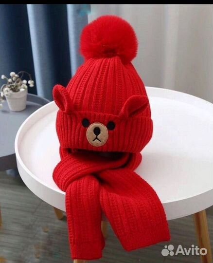 Шапка детская с шарфом