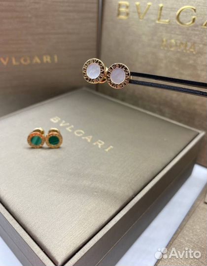 Золотые серьги пусеты bvlgari 585п.750п