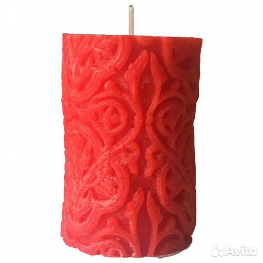 Свеча-столбик Барокко 10х6см красная 24ч/г без аро