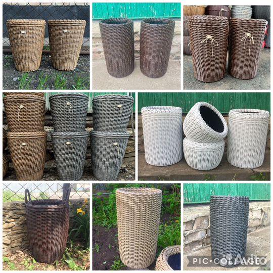 Кашпо цилиндр из ротанга