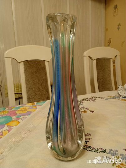 Ваза Чехия цветное стекло
