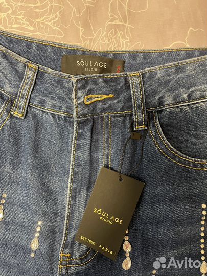 Джинсы со стразами