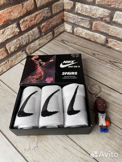 Носки nike высокие белые 3 пары