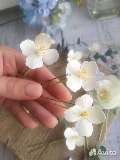 Шпильки с жасмином. Ручная работа