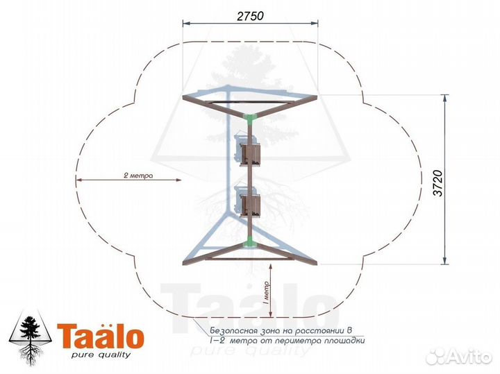 Качели с деревянными сидениями Серия O модель 2