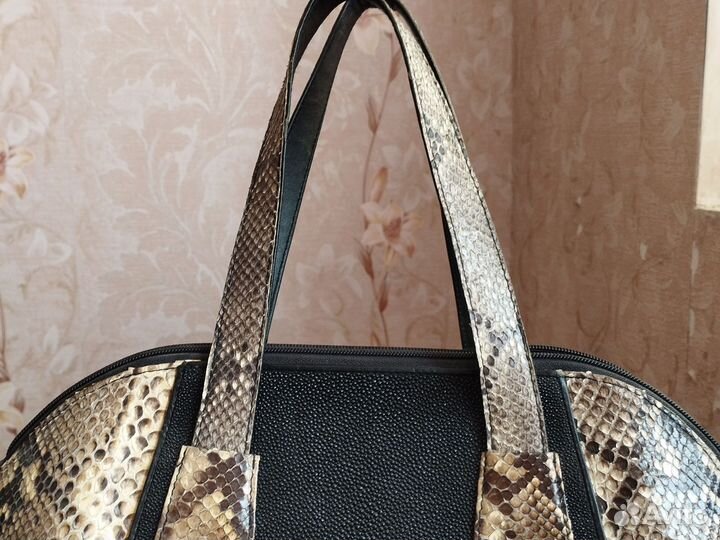 Сумка женская натуральная из кожи питона и ската