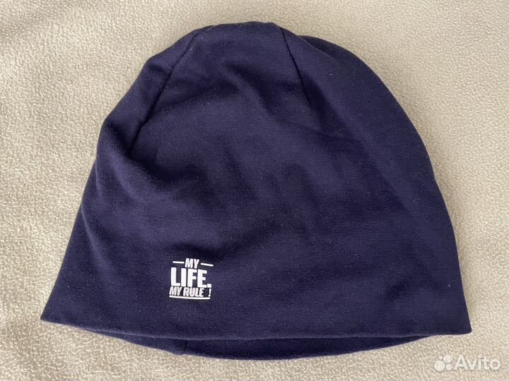 Шапка для мальчика трикотаж, темно синяя