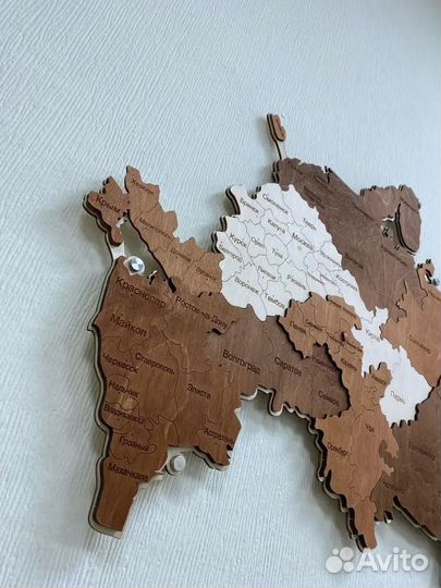 Многоуровневая деревянная карта России / мира