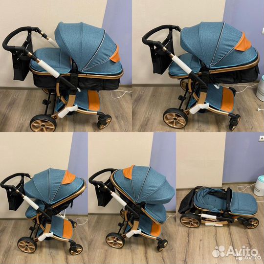 Коляска 2в1 с длинным капом Luxmom доставка