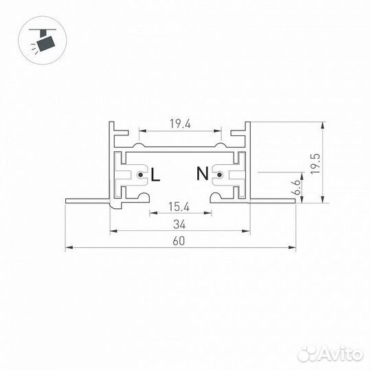 Трек встраиваемый Arlight C 2TR 038673