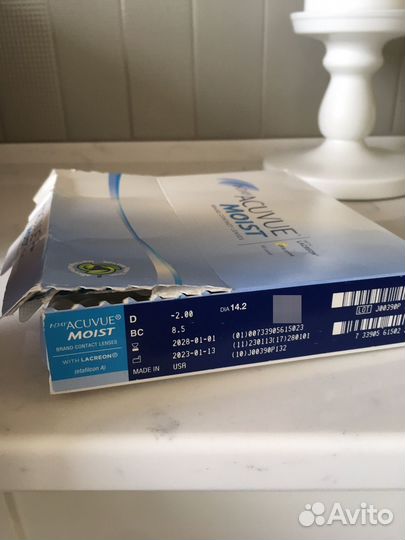 Линзы accuve moist -2 однодневные 90шт