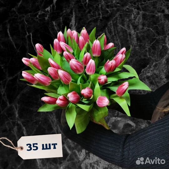 Сортовые тюльпаны розовые 35 шт