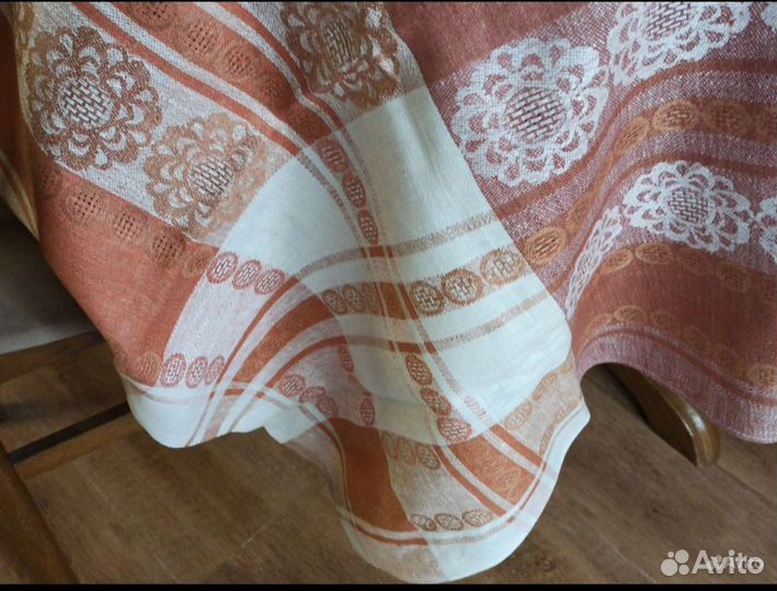 Натуральная скатерть лён СССР белая салфетки