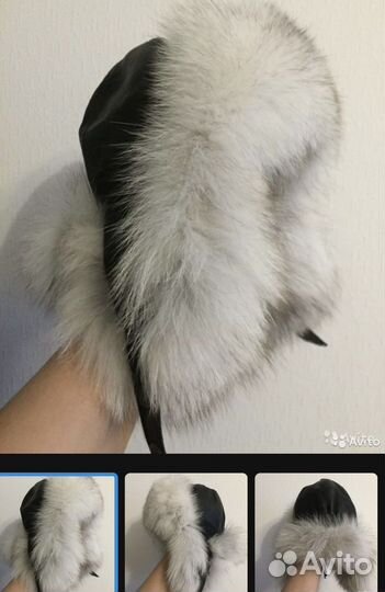 Шапка детская кожаная утепленная с отделкой мехом