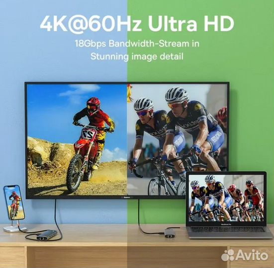 Baseus Hub 8 в 1, hdmi 4k 60 Гц, Новый