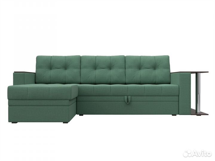 Диван угловой Атланта М левый угол, рогожка, амур зеленый