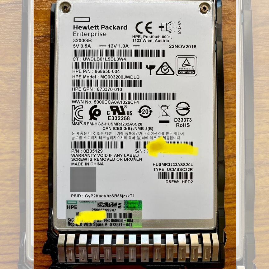 [873571-001] Ssd Hp 3.2tb Mo003200jwdlb Sas 2.5 873571-001