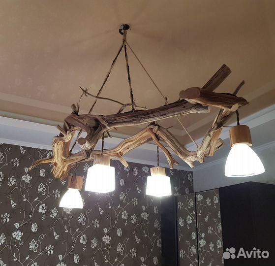 Люстра из веток и коряг можжевельника