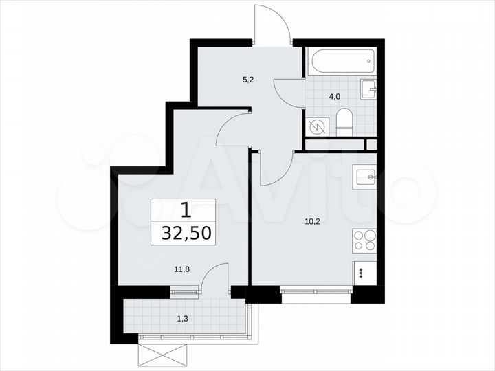 1-к. квартира, 32,5 м², 9/9 эт.