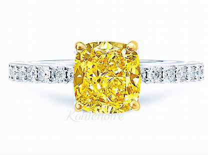 Кольцо с желтым бриллиантом GIA "Кушон"