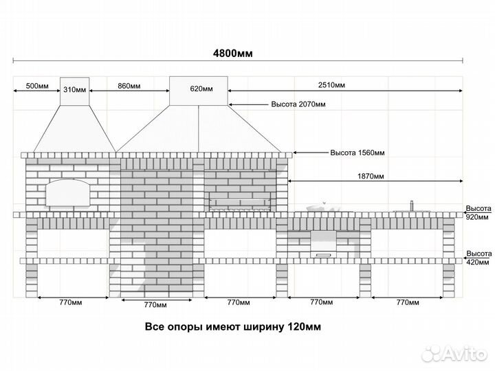 Барбекю комплекс / Мангал из кирпича