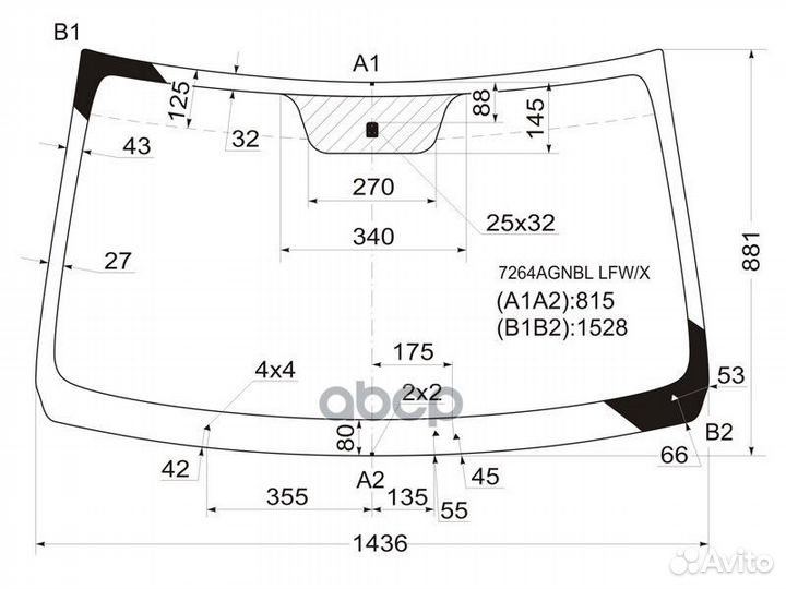 Стекло лобовое Renault Logan 04-16 / Dacia Logan