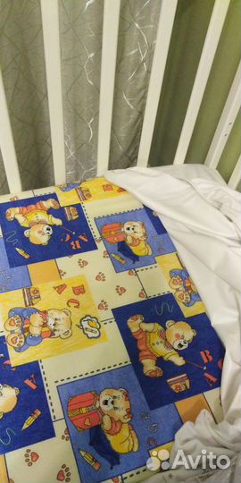 Детская кроватка колесо-качалка 120*60 с матрасом