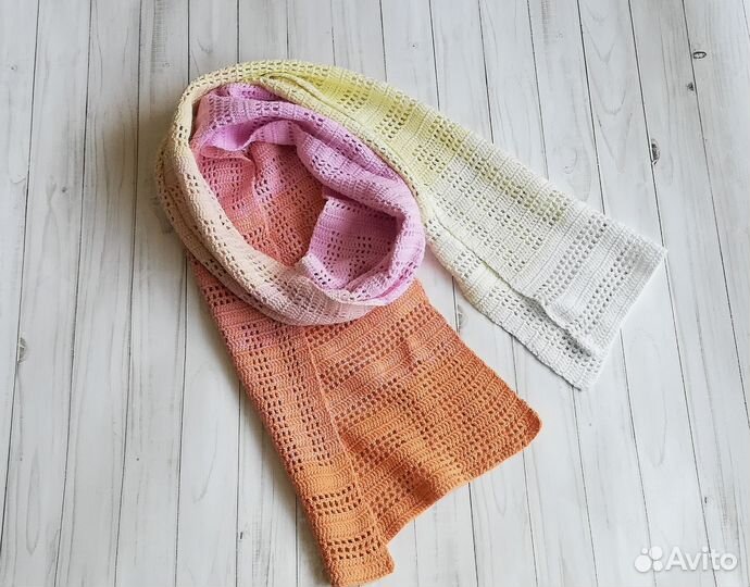 Вязаный летний палантин ручная работа платок