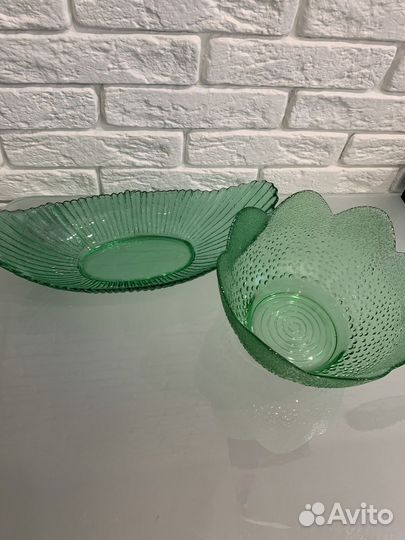 Селёдочница,салатник цветное стекло СССР