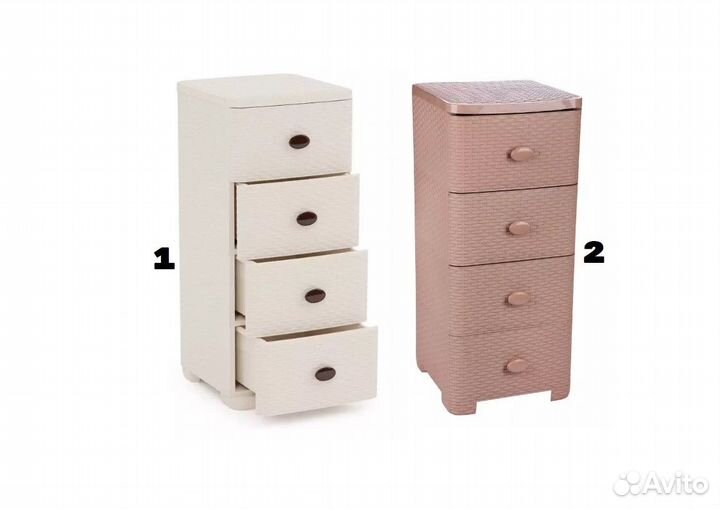 Комод 4 секции узкий плетенный мини плетенка