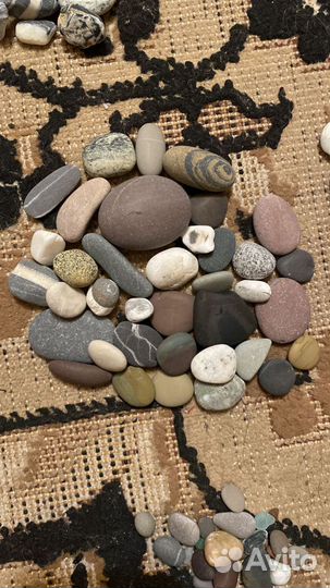 Морская галька плоская однотонная