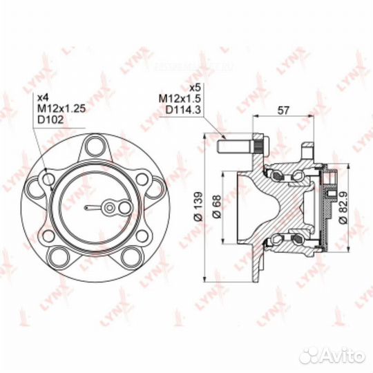 Lynxauto WH-1496 Ступица колеса зад прав/лев