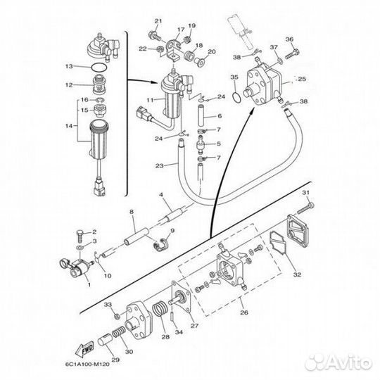 Форсунка топливная Yamaha (Ямаха) 25 л.с 4 такта