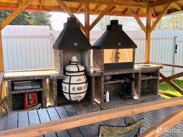 Печь барбекю, стол разделочный, модуль под тандыр