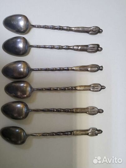 Ложки серебро 875 проба Старец Будда 6 шт