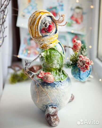 Ватные игрушки.Новогодние игрушки.Снеговик