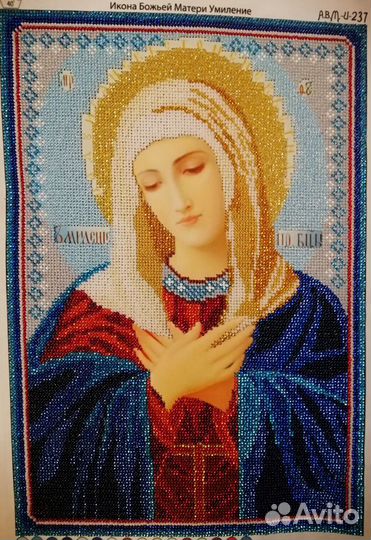 Икона Божией Матери Умиление вышивка чешский бисер
