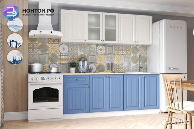 Кухня Хозяюшка 2.0 м магнолия-деним