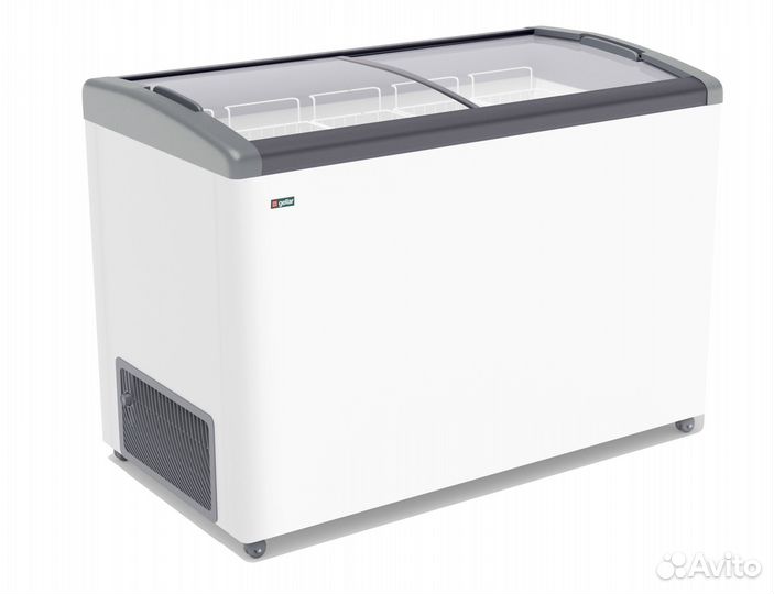 Ларь морозильный gellar fg 400 e гнутое стекло сер