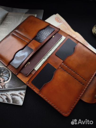 Портмоне мужское для документов ручной работы